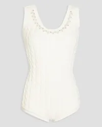 Simone Rocha Embellished cable-knit bodysuit - White White