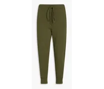 Nolan cropped French cotton-terry track pants - Green