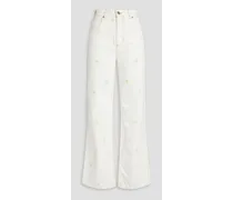 Cyriaque embroidered high-rise straight-leg jeans - White