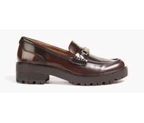 Teagan embellished faux leather loafers - Brown