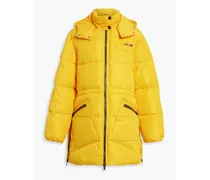 Zip-detailed quilted shell hooded down coat - Yellow