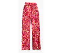 Printed silk-blend crepe wide-leg pants - Pink