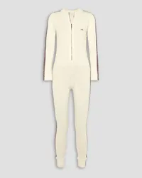 Bella Freud Futuristic metallic striped merino wool-blend jumpsuit - White White