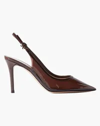 Gianvito Rossi Plexi 85 leather-trimmed PVC slingback pumps - Brown Brown