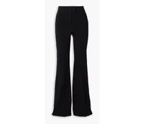 Pleated stretch-twill flared pants - Black