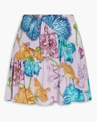 Hayley Menzies Marielle gathered floral-print silk-crepe mini skirt - Purple Purple