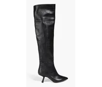 Lexi 70 croc-effect leather over-the-knee boots - Black