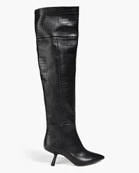 Nicholas Kirkwood Lexi 70 croc-effect leather over-the-knee boots - Black Black