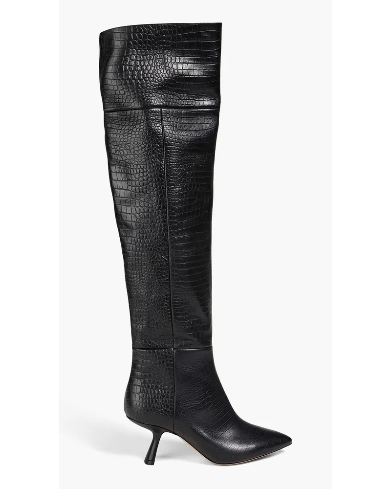 Nicholas Kirkwood Lexi 70 croc-effect leather over-the-knee boots - Black Black