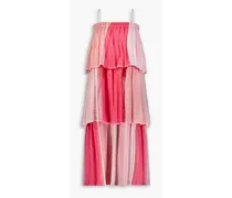 Eshal tiered embroidered cotton-gauze maxi dress - Pink