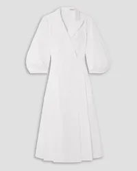 EMILIA WICKSTEAD Brittany wrap-effect pleated cotton-poplin midi dress - White White