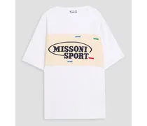 Missoni Crochet-knit paneled cotton-jersey T-shirt - White White
