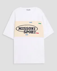 Missoni Crochet-knit paneled cotton-jersey T-shirt - White White