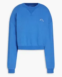 The Upside Dominique cropped embroidered cotton-fleece sweatshirt - Blue Blue