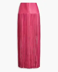 Valentino Garavani Fringed leather maxi skirt - Pink Pink