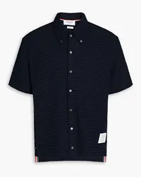 Thom Browne Striped cotton-blend jersey shirt - Blue Blue