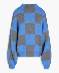 Stine Goya Adonia checked jacquard-knit sweater - Blue Blue