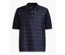 Printed mulberry silk-blend twill polo shirt - Blue
