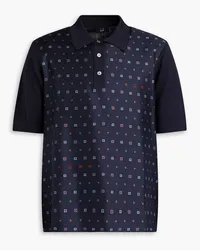 Dunhill Printed mulberry silk-blend twill polo shirt - Blue Blue