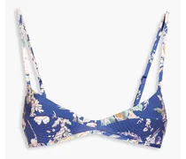 Quilted printed triangle bikini top - Blue