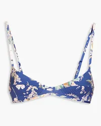 Zimmermann Quilted printed triangle bikini top - Blue Blue