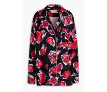 Floral-print cady shirt - Black