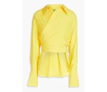 Sabina Slemon silk-cady wrap top - Yellow