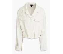 Piper pinstriped linen-blend twill jacket - White