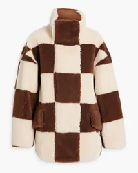 STAND Dani oversized checked faux fur jacket - Brown Brown