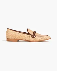 Gianvito Rossi Leather-trimmed cork-effect loafers - Neutral Neutral