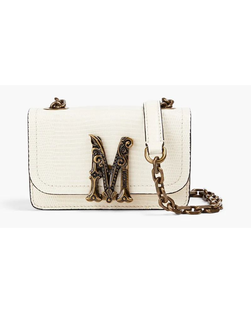 Moschino Lizard-effect leather shoulder bag - White White