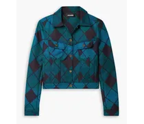 Cropped merino wool-jacquard jacket - Blue