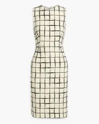 Oscar de la Renta Checked wool-blend bouclé-tweed dress - Neutral Neutral