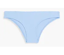 Stretch-piqué low-rise bikini briefs - Blue