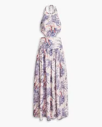 Zimmermann Cutout printed linen halterneck maxi dress - Pink Pink