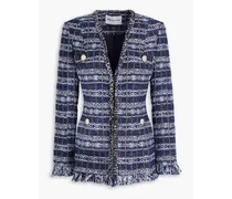 Frayed metallic tweed jacket - Blue