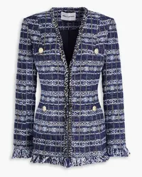 Rebecca Vallance Frayed metallic tweed jacket - Blue Blue