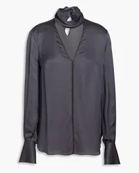 Brunello Cucinelli Cutout satin shirt - Gray Gray