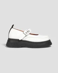 Ganni Leather platform Mary Jane shoes - White White