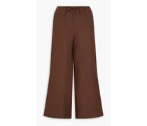Linen-blend wide-leg pants - Brown