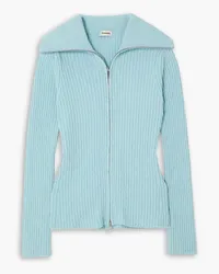 Nanushka Feja ribbed cotton-blend terry cardigan - Blue Blue