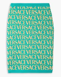 Versace Cotton-blend jacquard-knit mini skirt - Blue Blue