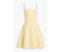 Fringe checked wool-blend jacquard-knit dress - Yellow