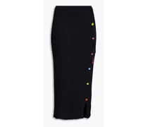Embellished ribbed-knit midi pencil skirt - Black