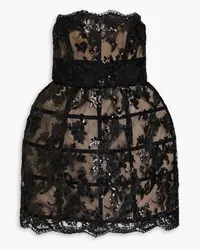 Alice + Olivia Alice Olivia - Strapless sequin-embellished corded lace mini dress - Black Black