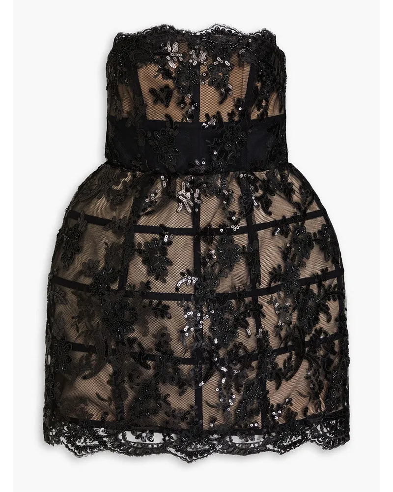 Alice + Olivia Alice Olivia - Strapless sequin-embellished corded lace mini dress - Black Black