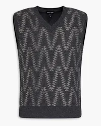 Giorgio Armani Jacquard-knit wool and cashmere-blend vest - Gray Gray