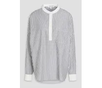 Jo striped cotton-poplin shirt - White