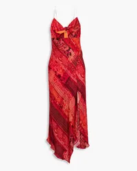 Alice + Olivia Alice Olivia - Harmony asymmetric printed crepe de chine midi dress - Red Red