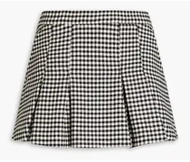 Skirt-effect houndstooth tweed shorts - Black